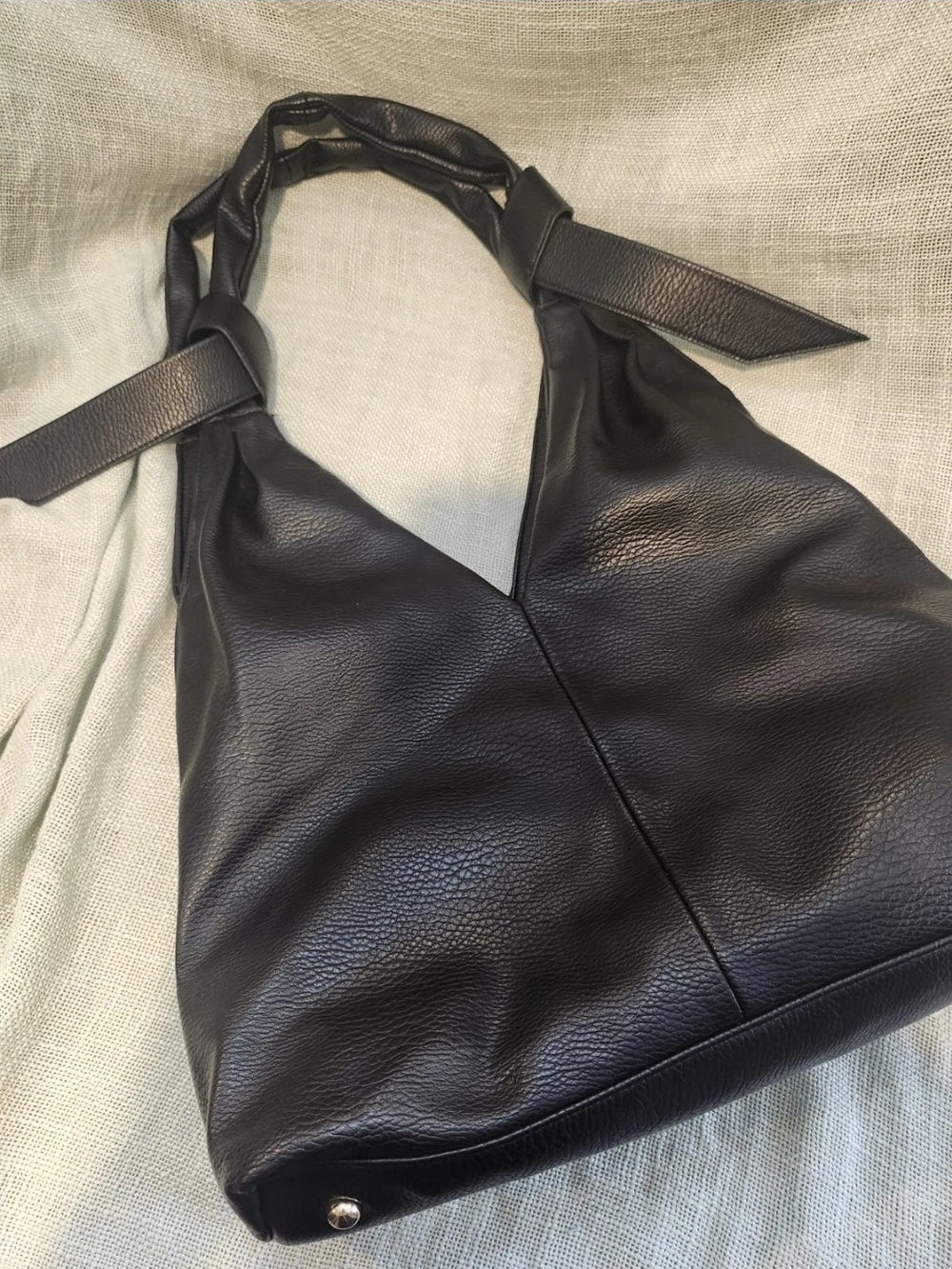 Sondra Roberts Black Faux Leather Hobo Shoulder Bag Purse